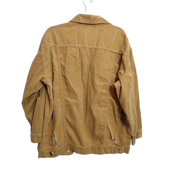 Easel Corduroy Jacket Mustard Yellow Destroyed Trucker Oversized Womens Medium - Picture 7 of 8